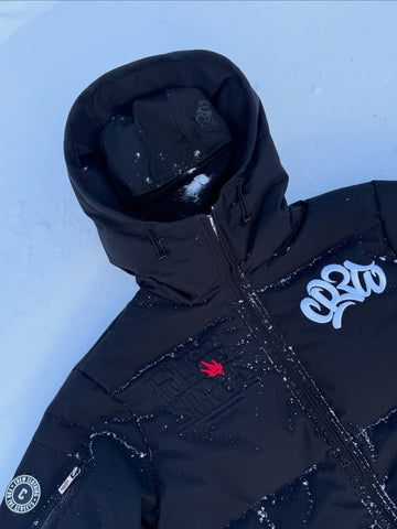 NO FACE NO CASE BLACK WINTER PUFFER JACKET W BALACLAVA